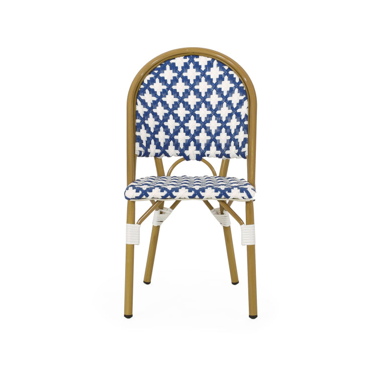 FRENCH BISTRO CHAIR Set of 2 white+navy - aluminium