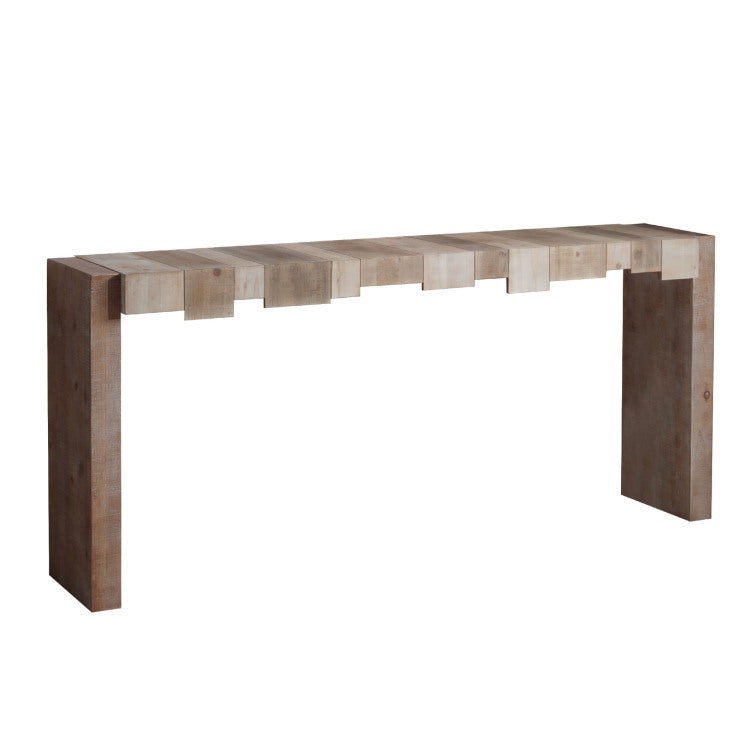 Modern Rustic Console Table 71" Entryway Table With Sculpted Block Design Narrow Sofa Table For Hallway, Living Room, Or Foyer