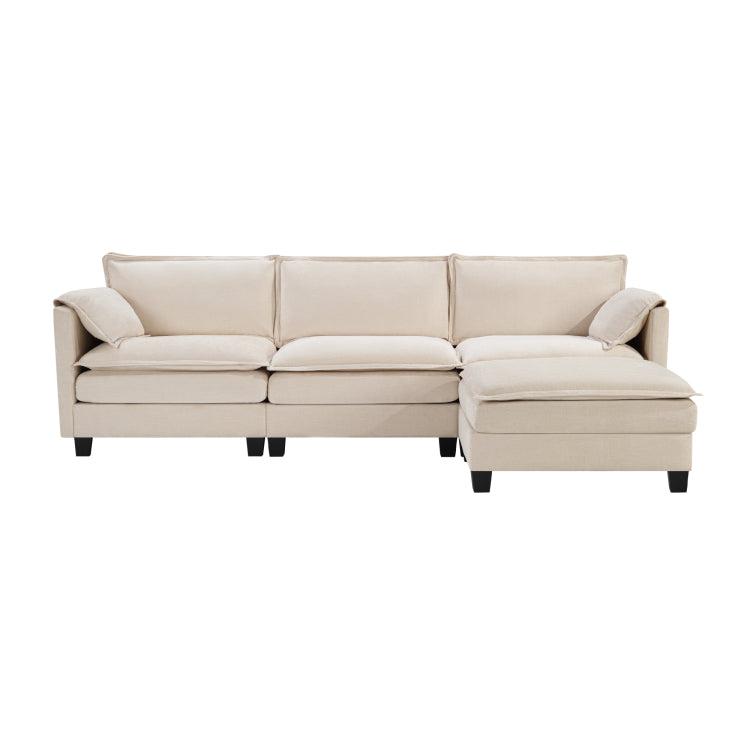 107 Inch L Shaped Sofa With Cotton Linen Velvet Texture, Corner Sofa With Storage Function On The Side, Suitable For Living Room, And Spacious Space,3 Seats Can Be Extended