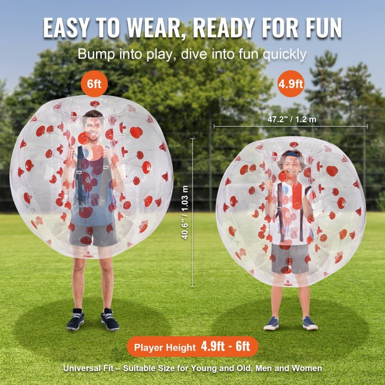 Inflatable Bumper Ball 1 Pack, 4Ft 1.2M Body Sumo Zorb Balls For Teen, 0.8Mm Thick Pvc Human Hamster Bubble Balls For Outdoor Team Gaming Play, Bumper Bopper Toys For Garden, Yard, Park