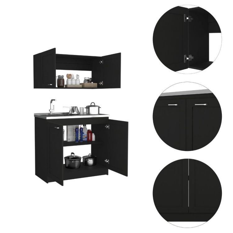 Cabinet, Two Parts Set, Black