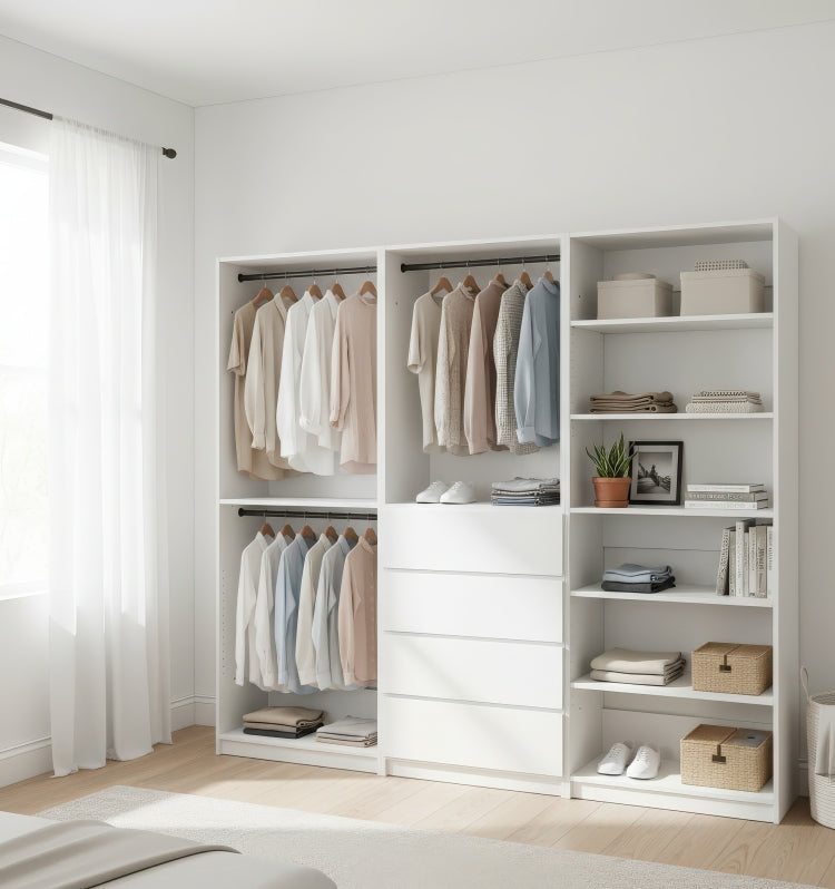 Prosper White Freestanding Walk In Wood Closet System