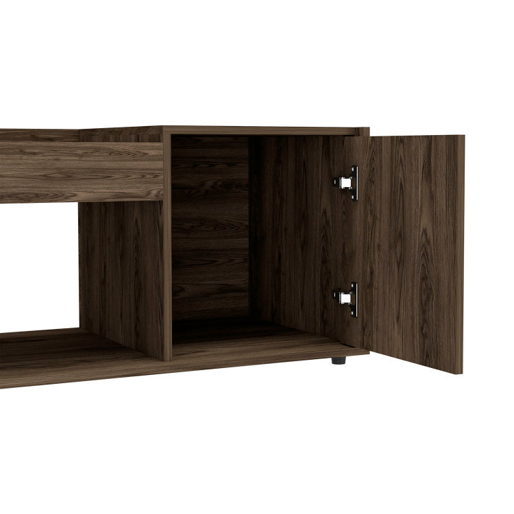 Velvet Coffee Table, One Open Shelf, Single Door Cabinet