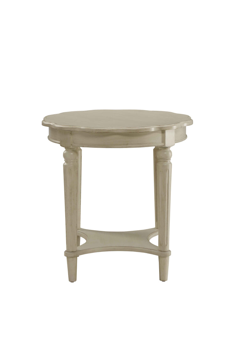 Antique White End Table With Bottom Shelf