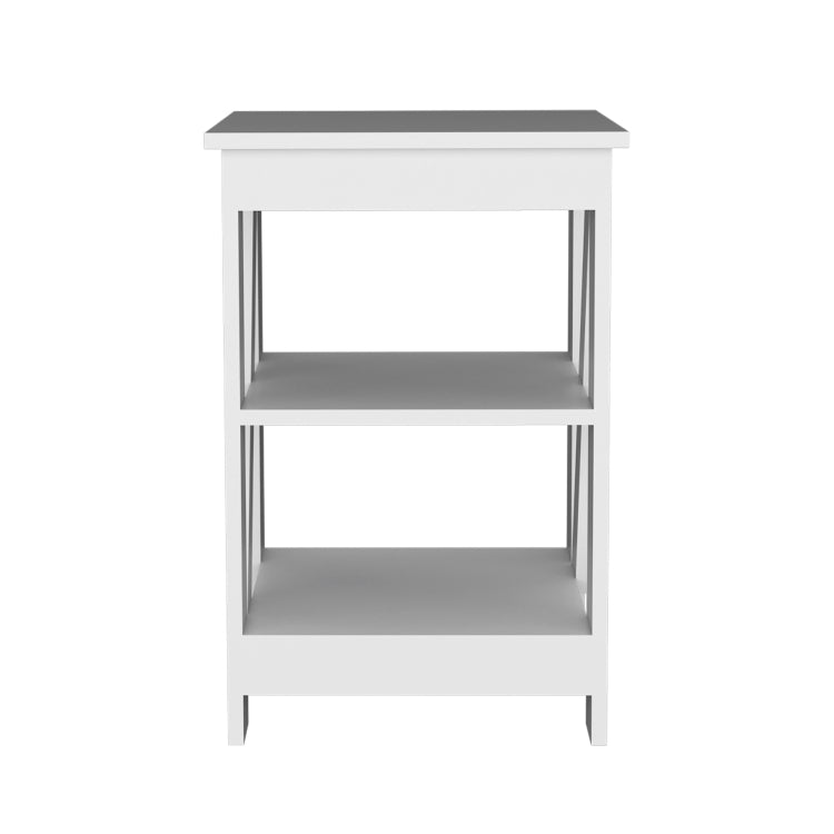 3 Tier End Table Nightstand, Side Table For Small Space, White