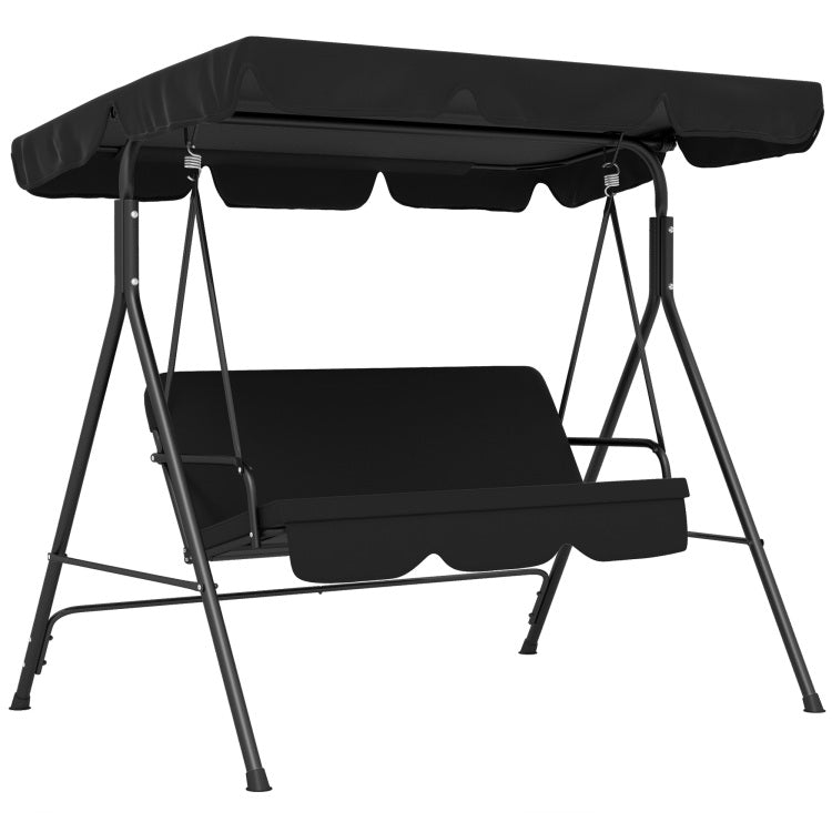 Outsunny 3 Seat Outdoor Patio Swing Chair With Removable Cushion, Steel Frame Stand And Adjustable Tilt Canopy For Patio, Garden, Poolside, Balcony, Backyard, Black 2