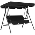 Outsunny 3 Seat Outdoor Patio Swing Chair With Removable Cushion, Steel Frame Stand And Adjustable Tilt Canopy For Patio, Garden, Poolside, Balcony, Backyard, Black 2