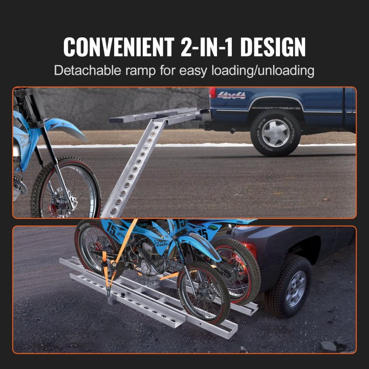 Motorcycle Carrier Scooter Dirt Bike Hitch Mount 600Lbs Rack Ramp Hauler