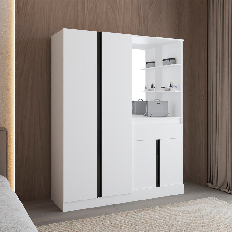 Kamelot Armoire With Double Doors, Hanging Rod And Interior Shelves, White