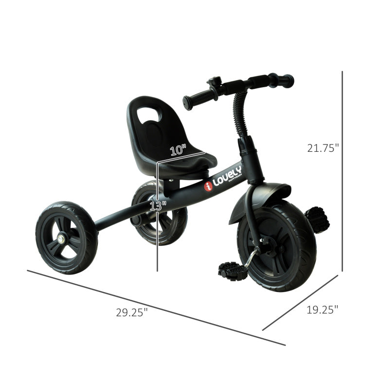 Qaba 3 Wheel Recreation Ride On Toddler Tricycle With Bell Indoor Outdoor Black