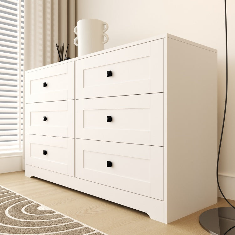 Chest Of Drawer With 6 Drawers White Color Farm Door