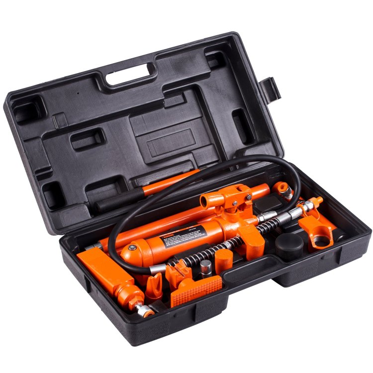 4 Ton 8800 Lbs Porta Power, Portable Hydraulic Ram With 3.9 Ft 1.2 M Oil Hose, Auto Body Frame Repair Kit With Storage Case For Car Repair, Truck, Farm