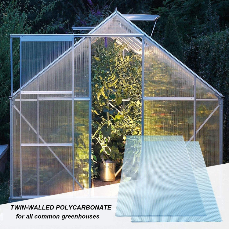 14 Pieces Set 2' W X 4' L Polycarbonate Panel,Twin Wall Polycarbonate Sheets Waterproof Uv Protected Reinforced Clear Sheets For Greenhouse, Outdoor, Plant Stand Roof