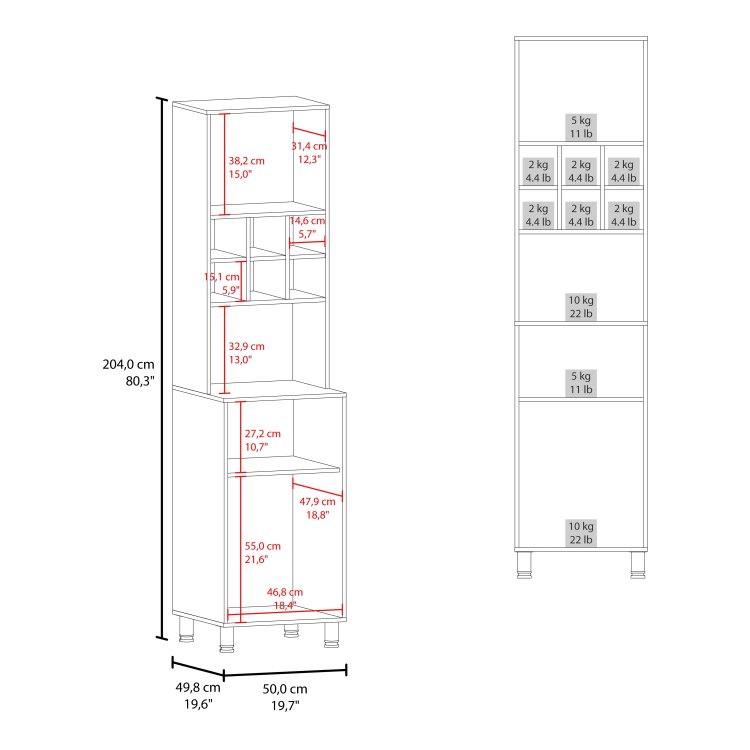 White Kitchen Pantry With Pneumatic Door And Open Storage
