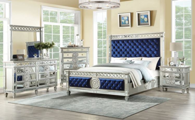 Glam Luxury Bedroom Mirrored Finish Nightstand With 2 Drawers Wooden Furniture 1Pc