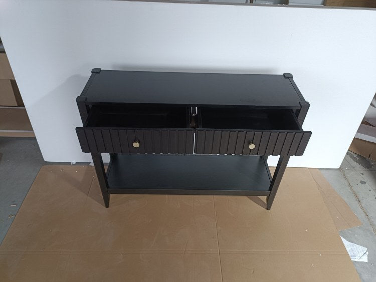 Console Table With Drawers, Narrow Wood Accent Sofa Table Entryway Table With Storage Shelf For Entryway, Front Hall, Hallway, Living Room, Black