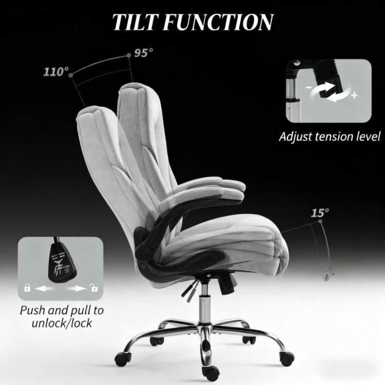 High Back Office Chair, Adjustable Ergonomic Design For Home & Office