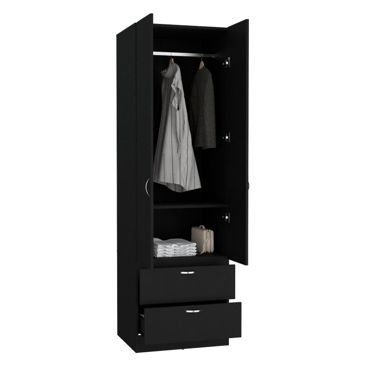 Vico 76" High Armoire Wardrove Closet With 2 Drawers, Double Door Cabinet , One Shelf And Hanging Rod, Bedroom Clothes Storage Cabinet Organizer