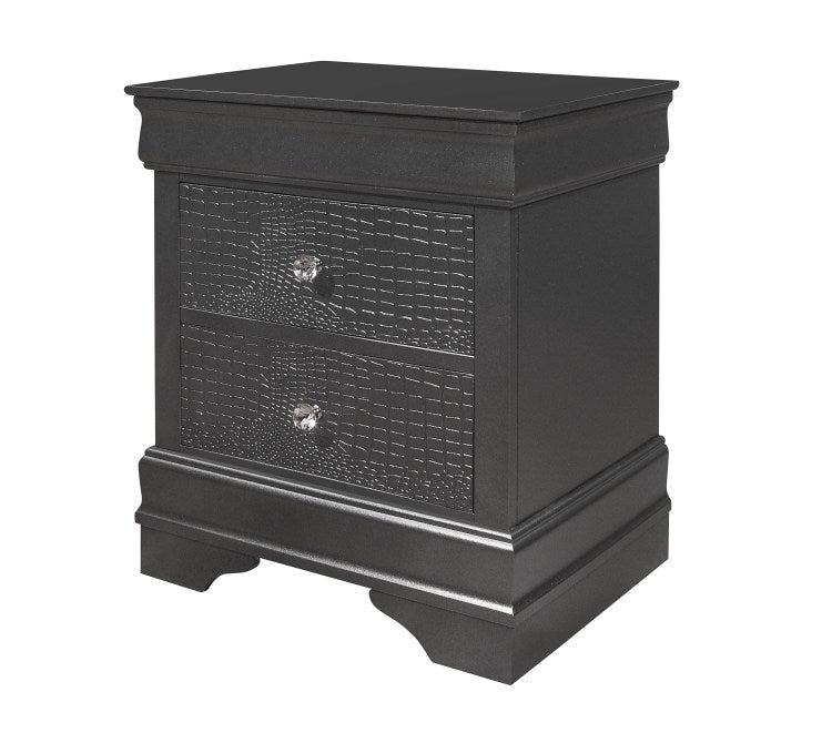 Shaker Crocodile Metallic Grey Nightstand