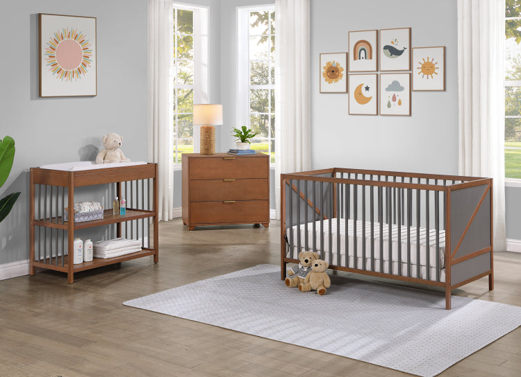 Pixie Zen 3 In 1 Crib In Walnut Charcoal