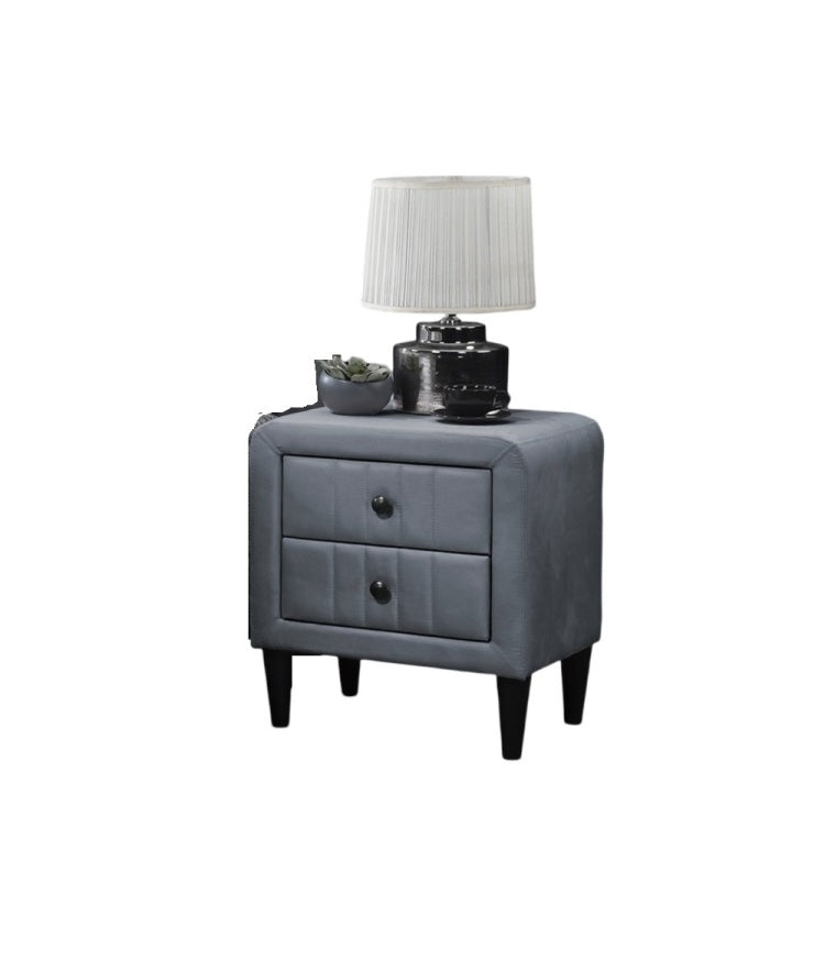 Grey Color Velvet Gorgeous 1Pc Nightstand Bedside Table 2X Drawers Bedroom Furniture Sleek Design Tempered Legs