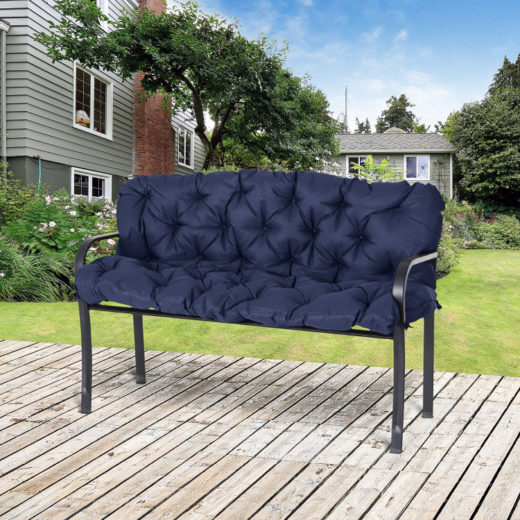 Outsunny Tufted Bench Cushions For Outdoor Furniture, 3 Seater Replacement For Swing Chair, Patio Sofa Couch, Overstuffed, Includes Backrest, Dark Blue