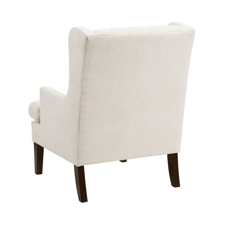1Pc Accent Chair Button Tufted Beige Fabric Upholstery Foam Cushion Seat Living Room Furniture