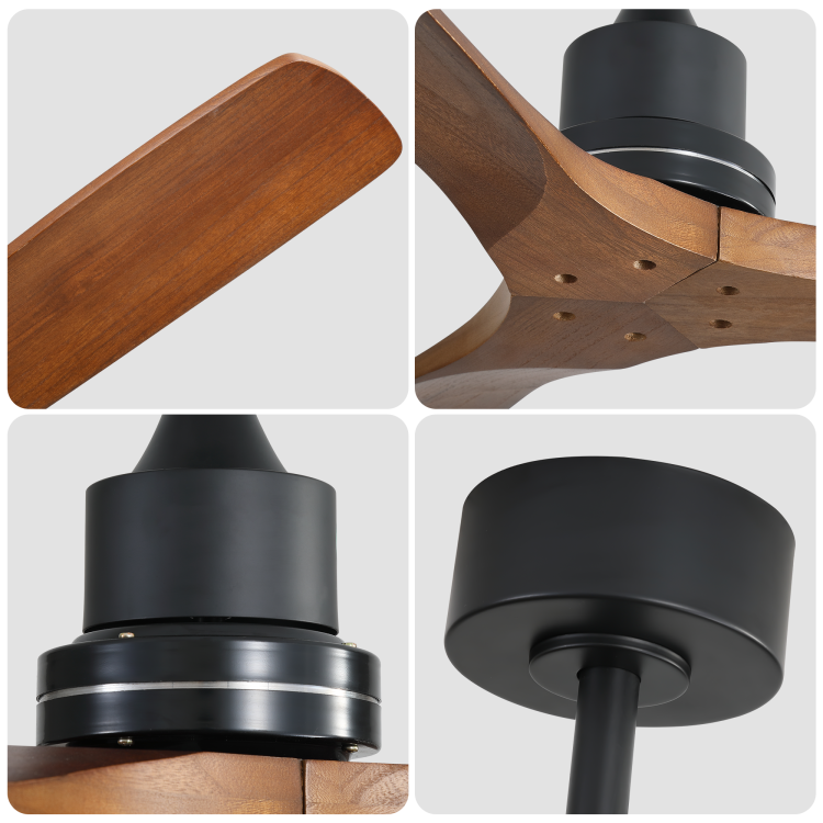 52Inch Outdoor Farmhouse No Light, With Remote Control Solid Wood Fan Blade Reversible Motor
