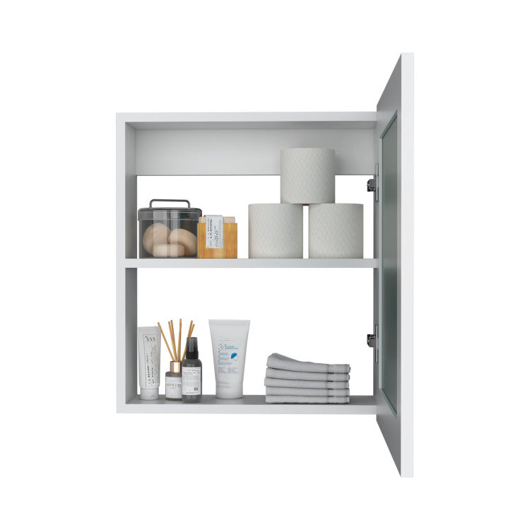 Luma Medicine Cabinet With Mirror Door 20.5" High Cabinet Organizer With Two Interior Shelves For Bathroom, Kitchen, Mudroom