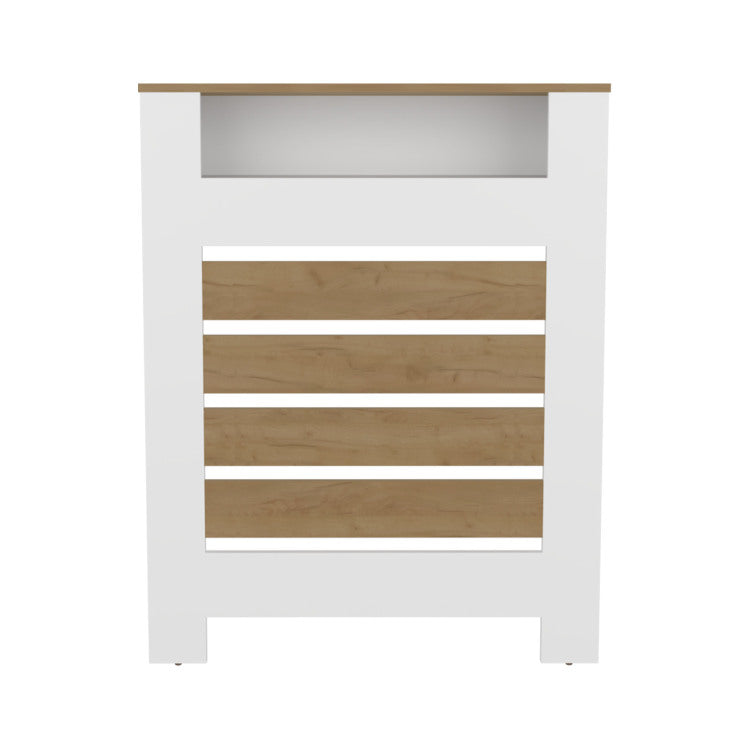 Radiator Cover Mistral Cabinet With Slatted Panel, Modern Home Furniture For Heating Units, Ventilated Decorative Enclosure, Light Oak