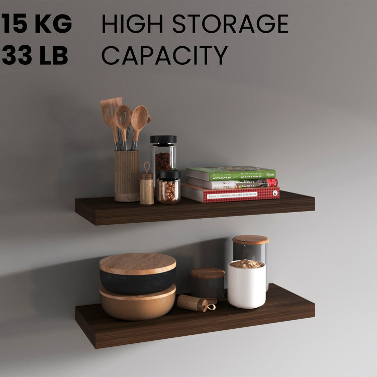Floating Shelves, Dark Oak, 2 Shelves, 1.50" H
