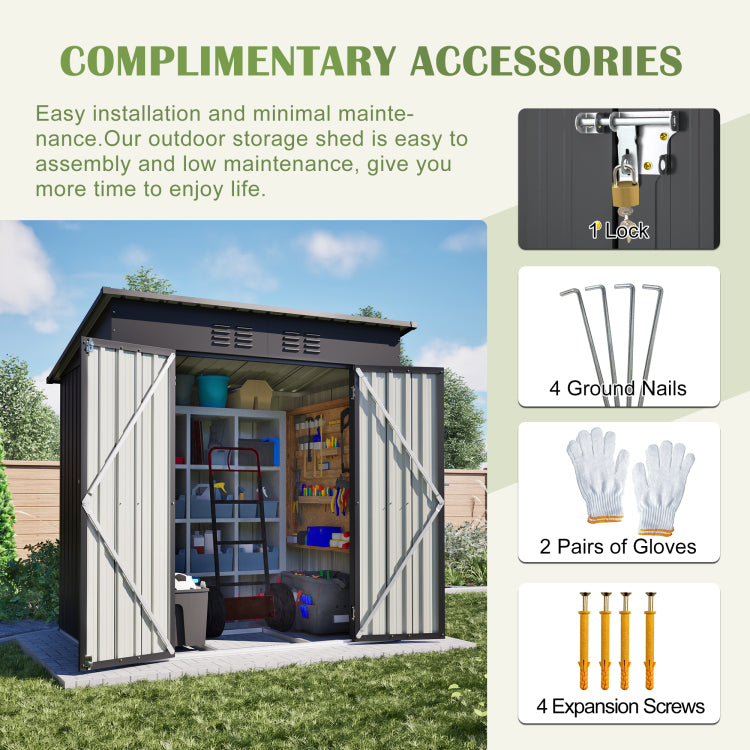 6 X 4 Ft Outdoor Storage Shed, All Weather Tool Shed For Garden, Backyard, Lawn, Black