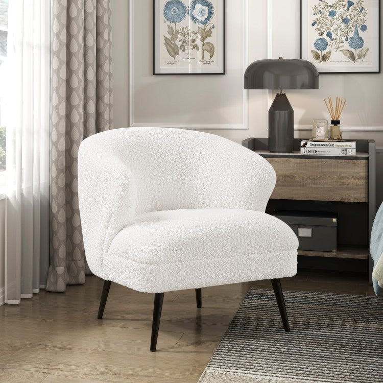 Luxury Living Room Furniture 1Pc Accent Chair Beige Boucle Upholstery, High Density Foam Seat Cushions