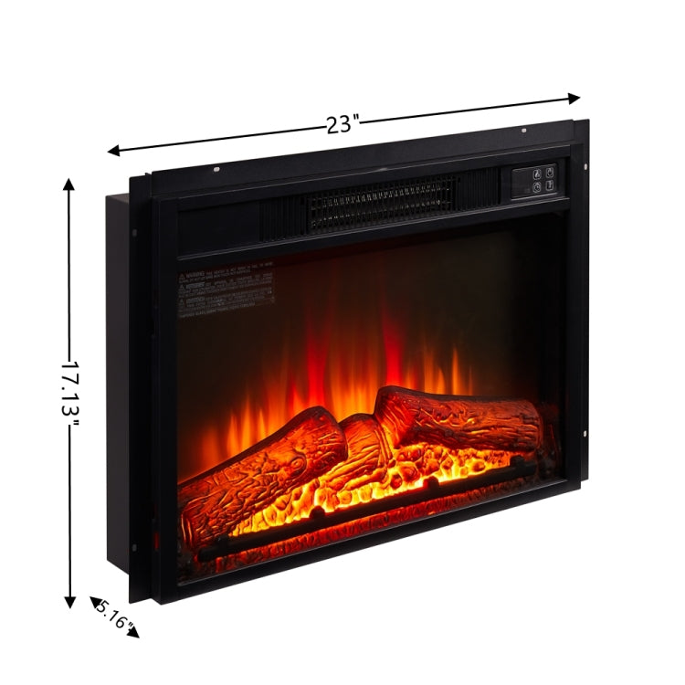 Electric Fireplace Insert 23" 1400W 120V ,Equipped With Remote Control, Ultra Thin Heater With Log Set & Realistic Flame Black