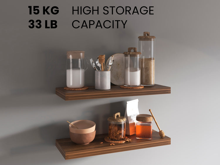Ecco 31.5" Wide Floating Shelves Set Of 2, Shelves For Wall Decor For Bedroom, Bathroom Storage Shelves, Book Shelves For Living Room