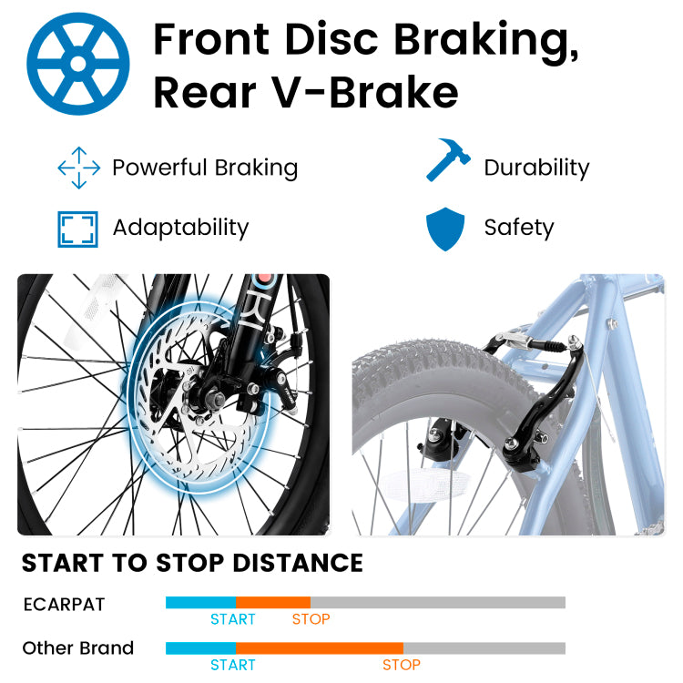 S20101 20 Inch Kids' Bike, Boys Girls Mountain Bike Ages 6 12, 7 Speed Teenager Children Kids' Bicycles, Front Suspension Disc Brake Rear V Brake, High Steel Frame