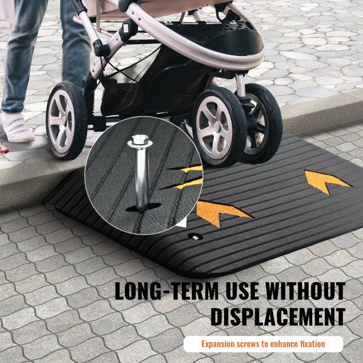 Upgraded Rubber Threshold Ramp, 3.5" Rise Door Ramp With 1 Channel, Natural Rubber Car Ramp With Non Slip Textured Surface, 33069 Lbs Load Capacity Curb Ramp For Wheelchair And Scooter