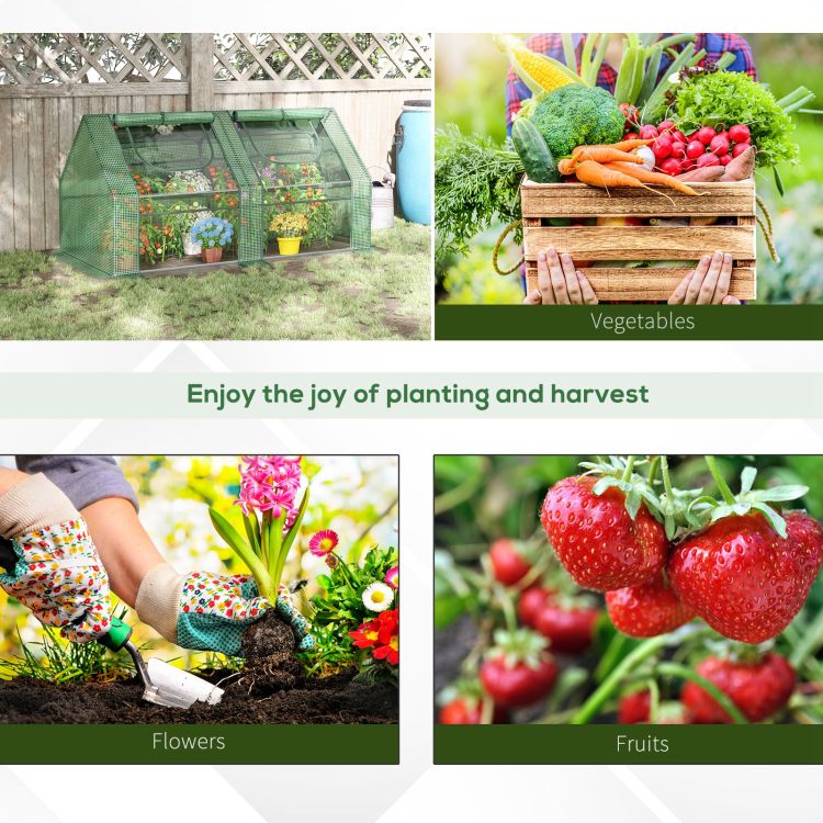 Outsunny 6' X 3' X 3' Portable Greenhouse, Garden Green House With 2 Pe Plastic Covers, Steel Frame And 2 Roll Up Windows, Green