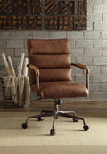Retro Brown Swivel Office Chair With 5 Star Base