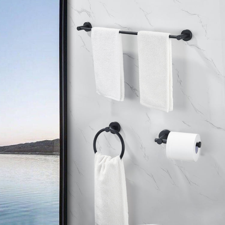 Bathroom Hardware Set, Thicken Space Aluminum 3 Pcs Towel Bar Set Matte Black 16 27 Inches Adjustable Bathroom Accessories Set