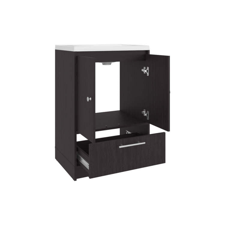 Wengue 2 Door Freestanding Bathroom Vanity With Sink And Bottom Drawer