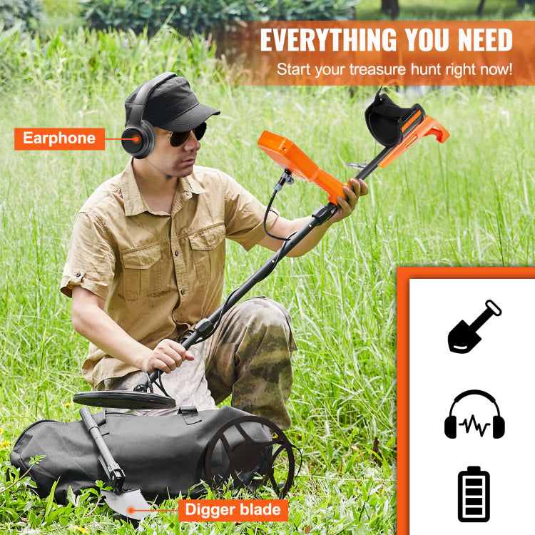 Waterproof Metal Detector, 12" Coil, Professional Rechargeable Gold Detector, 39 50 In Adjustable With Lcd 7 Modes Advanced Dsp Chip Bluetooth Headset, Ip68 For Detecting Gold Treasure Hunting