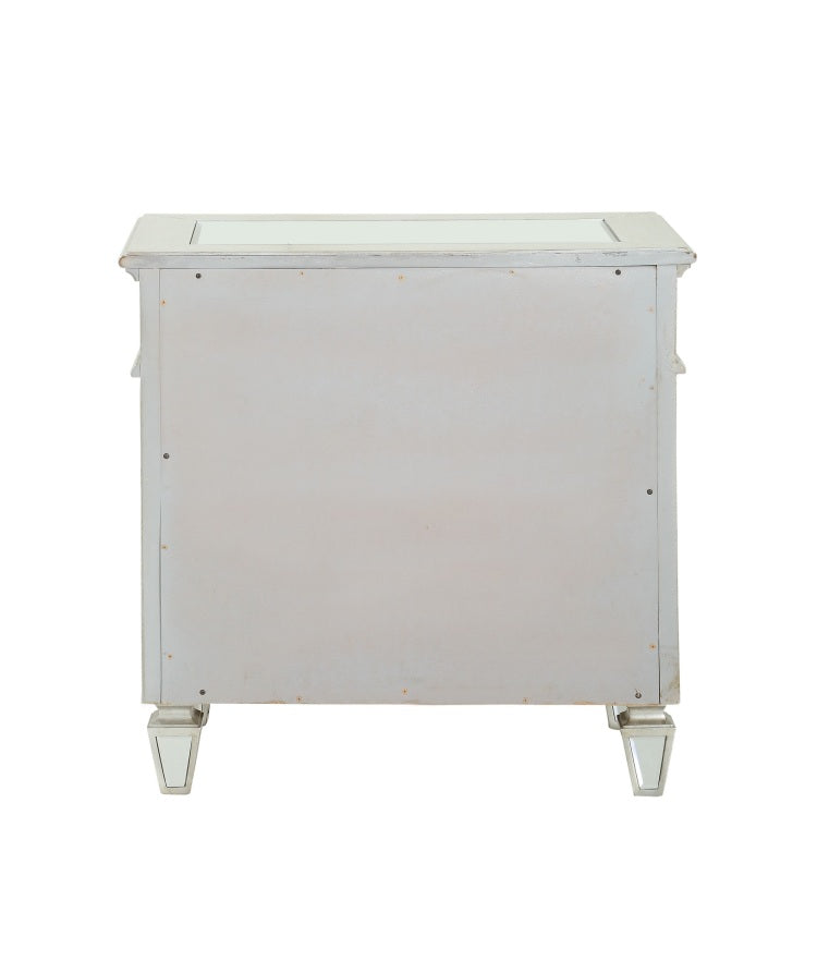 Glam Luxury Bedroom Mirrored Finish Nightstand With 2 Drawers Wooden Furniture 1Pc