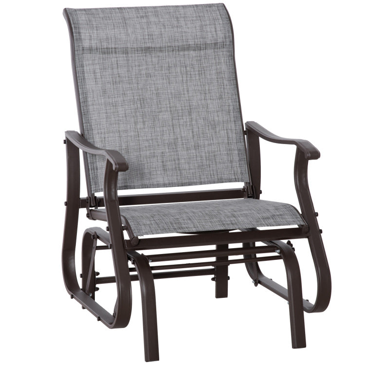 Outsunny Outdoor Glider Chair, Gliders For Outside Patio With Steel Frame And Mesh Fabric For Backyard, Garden, And Porch, Gray