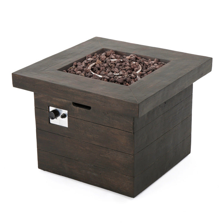 Anchorage 32'' Wood Square Mgo Fire Pit Brown 40,000 Btu