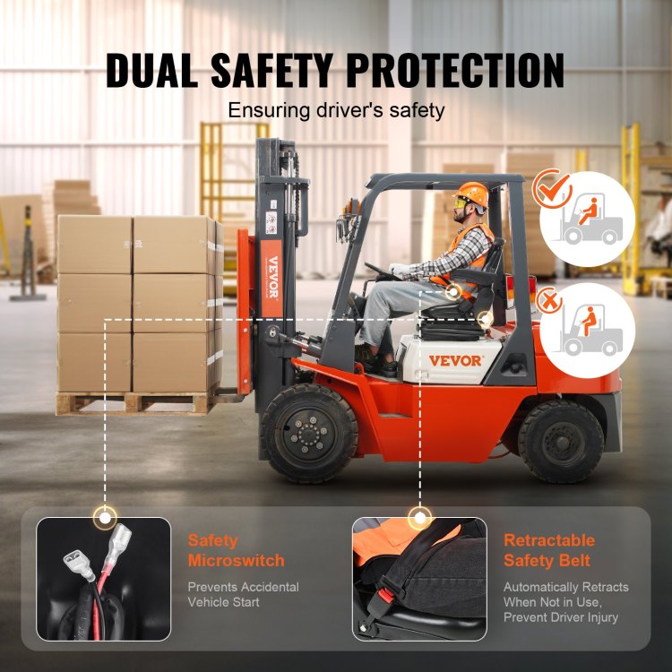 Universal Tractor Seat Suspension, Fold Down Forklift Seat With Adjustable Angle Back, Micro Switch, Seatbelt And Armrests, 3 Level Shock Absorption Tractor Seat For Tractor Loader Excavator