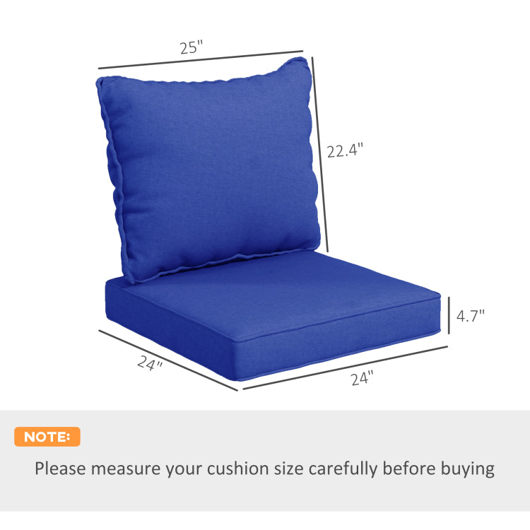 Outsunny 4 Piece Patio Chair Cushion And Back Pillow Set, Seat Replacement Patio, Cushions Set For Outdoor Garden Furniture, Navy Blue
