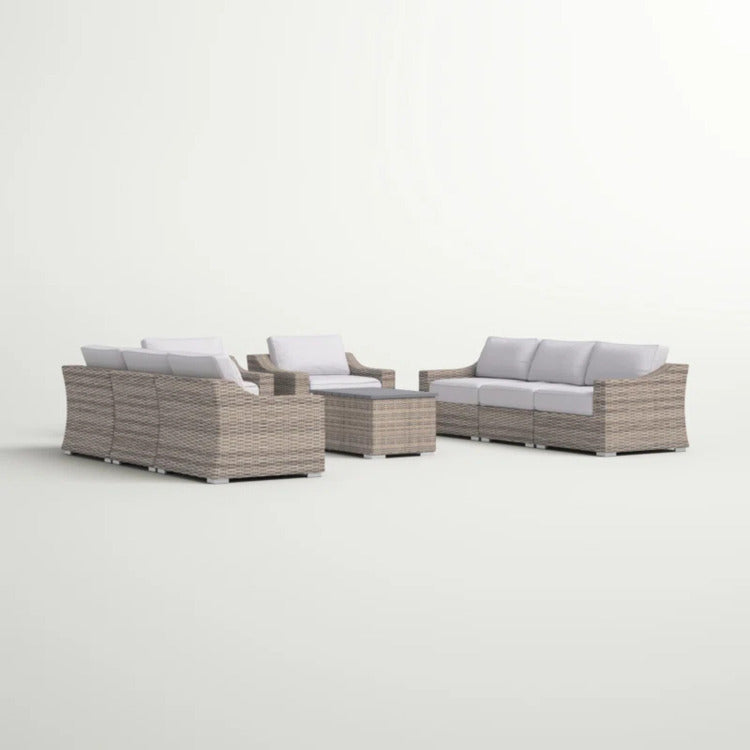 All Weather Wicker 8 Piece Patio Sectional Set Pre Assembled With Cushions