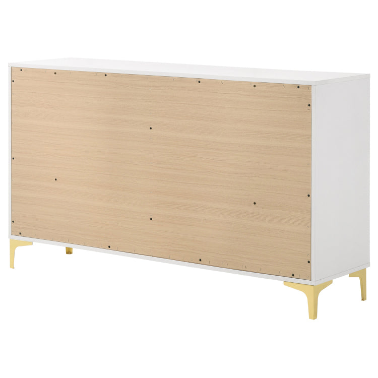 Karena White Rectangular 6 Drawer Dresser