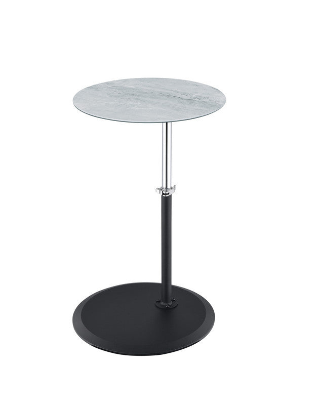 Orfeo 15.5"W End Table With Height Adjustable Gray Marble Textured Top